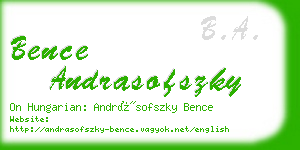 bence andrasofszky business card